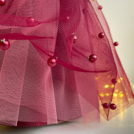 Платье бальное  на куклу Paola Reina 33 см, юбка цвета бордо с жемчужинками